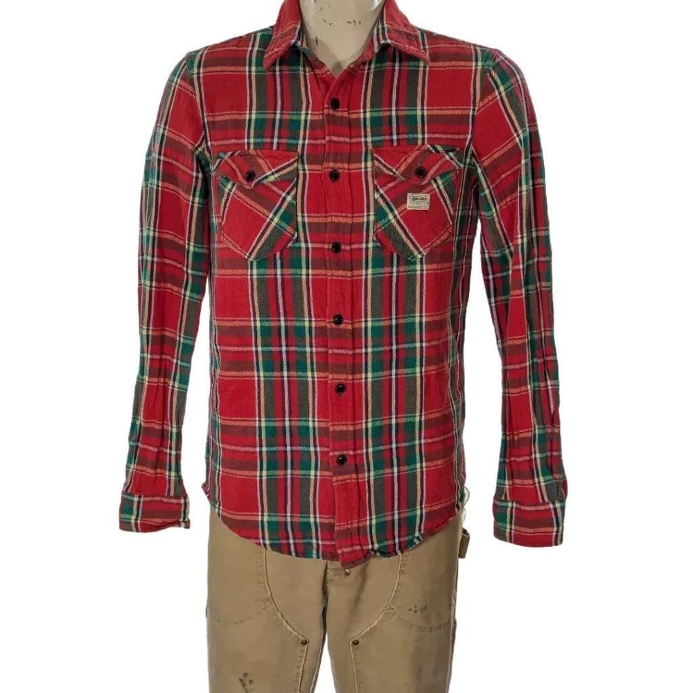 Polo Ralph Lauren Denim & Supply Red Plaid Flannel Button Down Shirt Sz S EUC